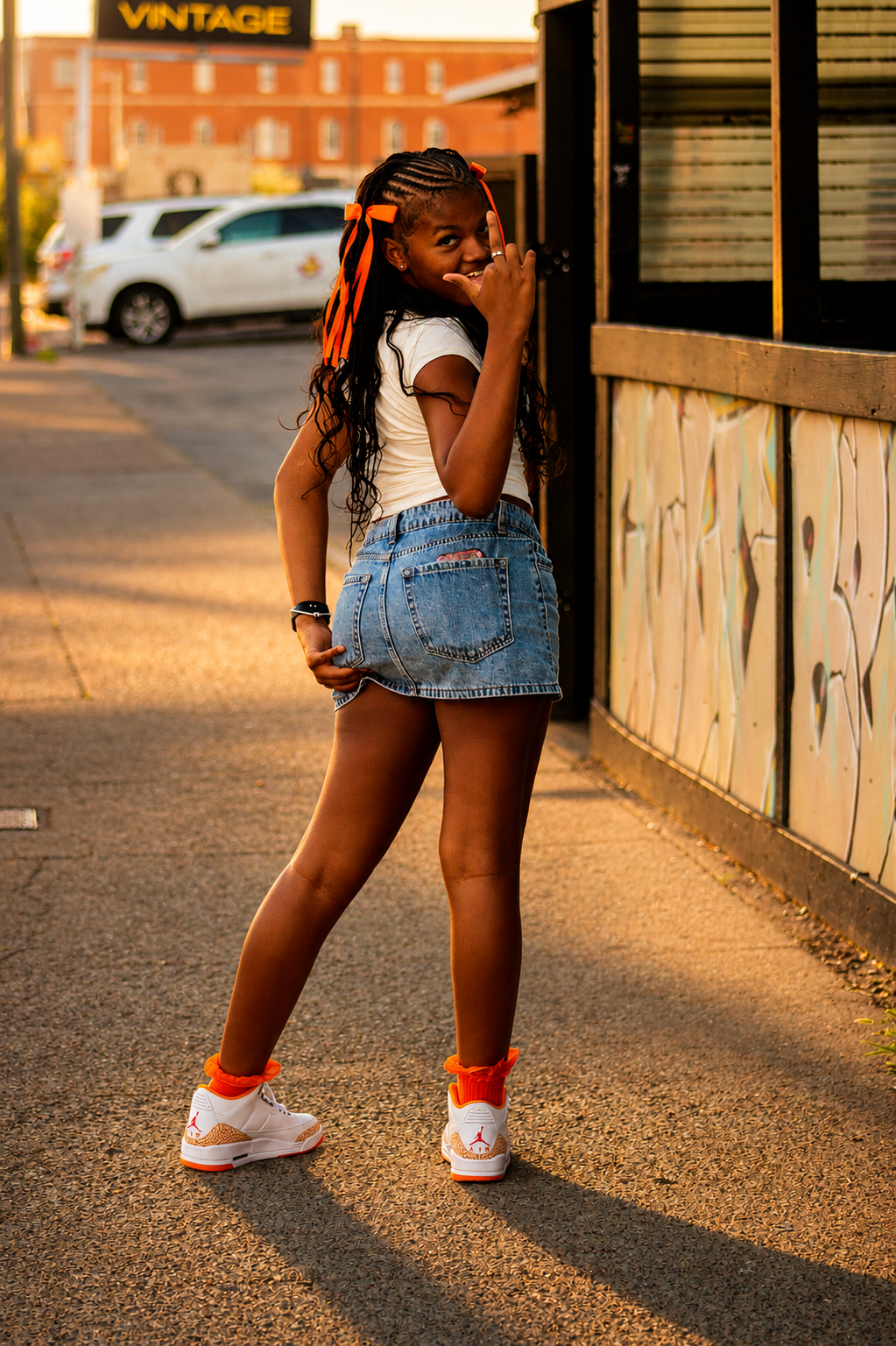 Harmoni golden hour street pose