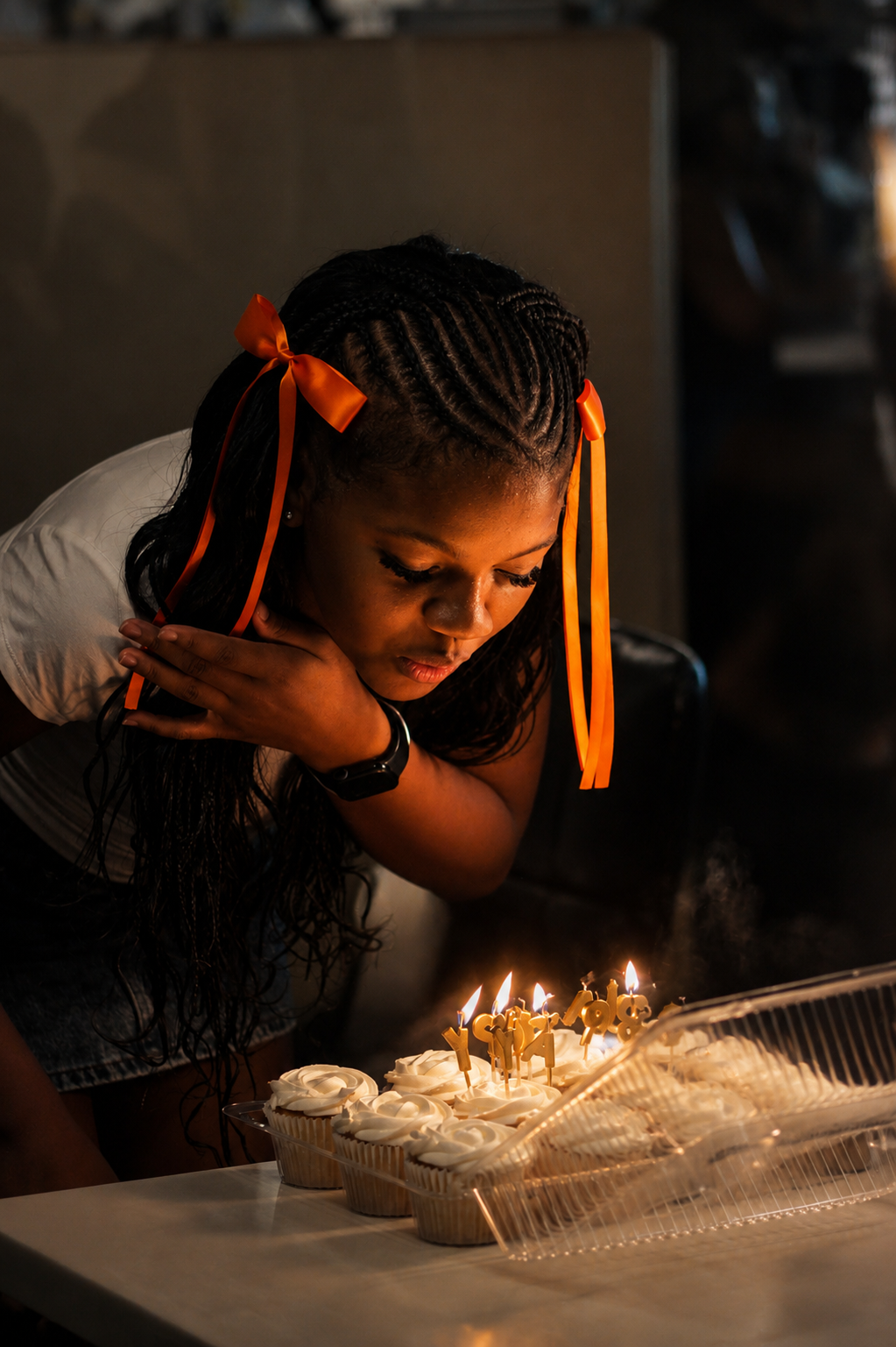 Harmoni blowing out birthday candles